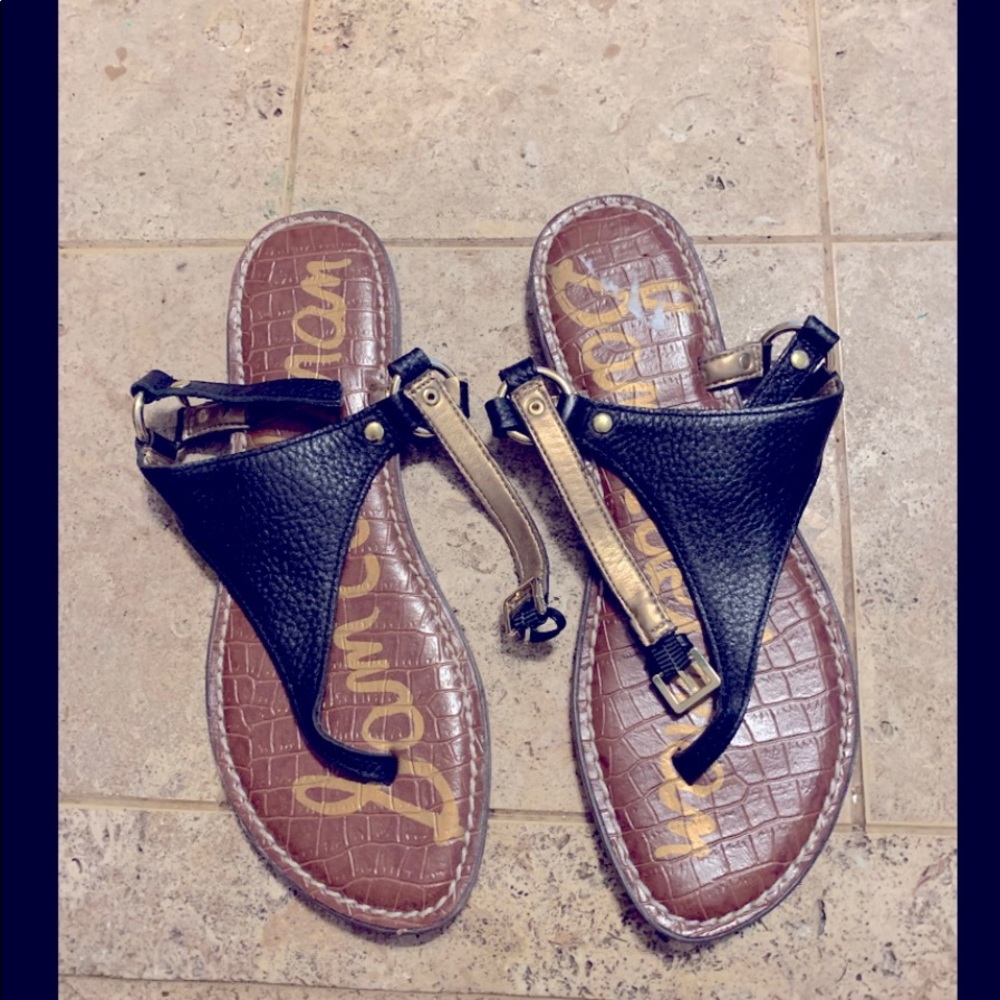 Sam Edelman Greta Flat Sandals, Black, Size 7, NWOT